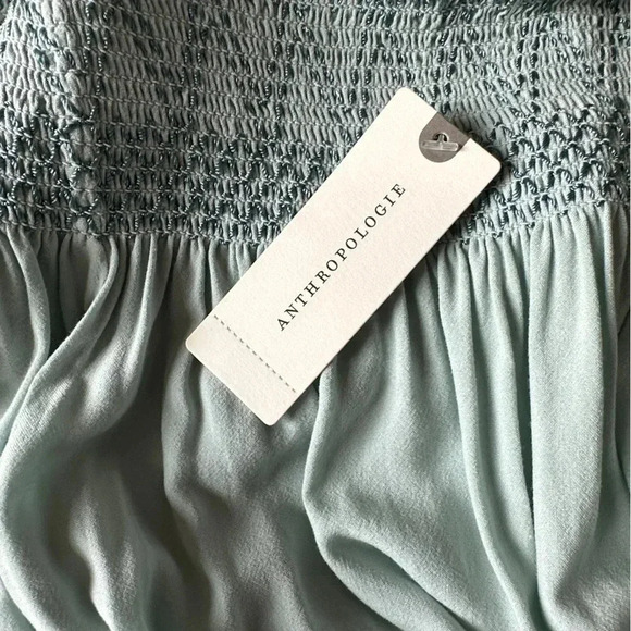 NWT | ANTHROPOLOGIE HOLDING HORSES | SEA BLUE PEASANT HALTER BLOUSE | 	SMALL - Picture 8 of 12